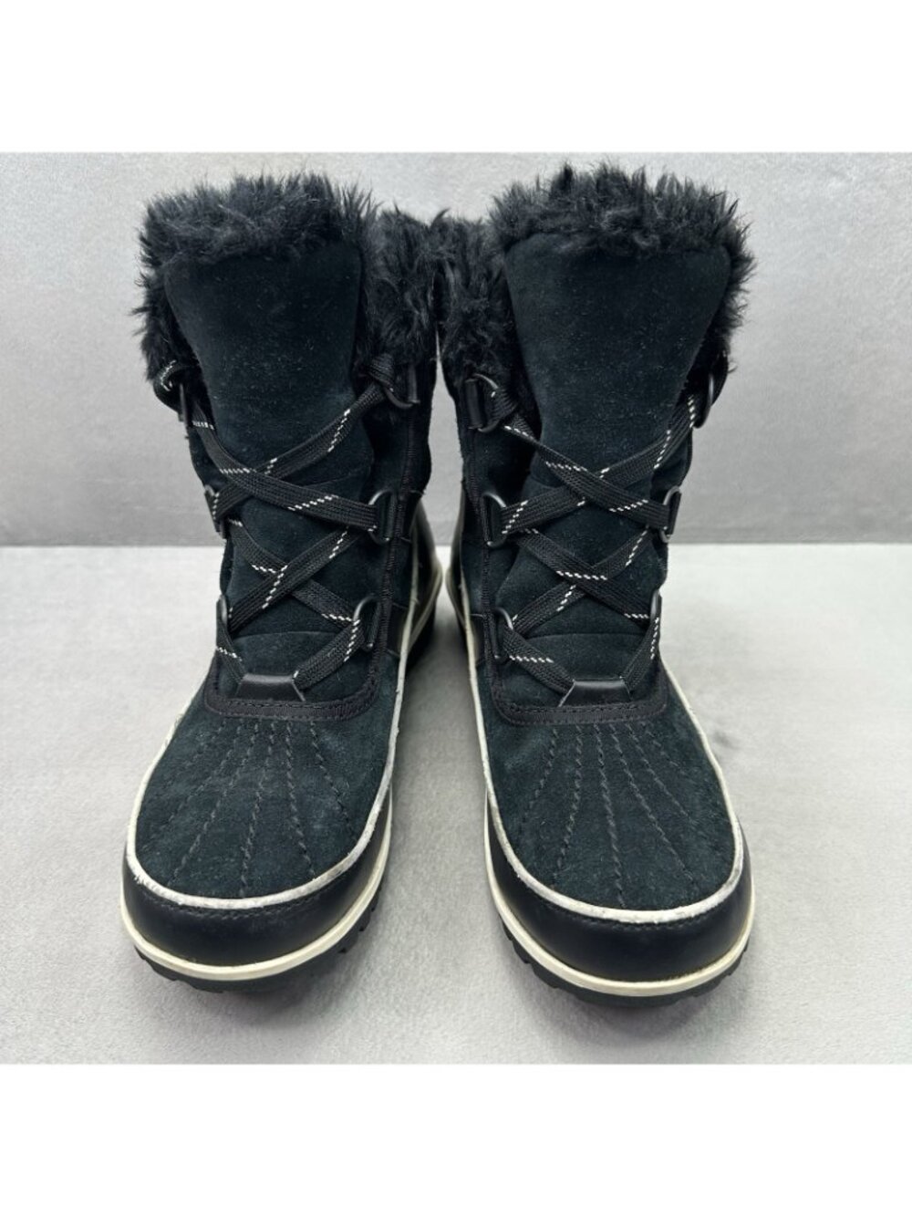 Sorel Tivoli II Womens Size 7 Boots Black Suede Mid Cut Waterproof Fleece Lined - Picture 2 of 9